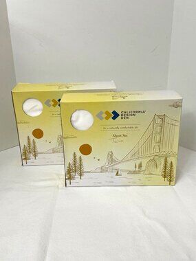 California Design Den Sheets‎ 2 Twin Sets Bright White 400 Thread Count
